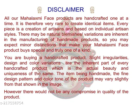 Red polyfibre Mahalakshmi face figurine, 4cm tall for home or office decoration, symbolizing prosperity and wealth