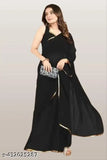 Black Georgette saree with mirror border