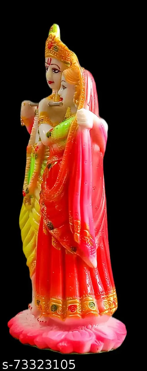 Multicolor Big Size PVC Radha Krishna Idol, 23 cm tall. Beautifully detailed depiction of revered Hindu deities in vibrant colors