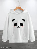White hoodie with black panda face and ears, drop shoulder design