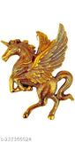 Metal Flying Horse wall hanging statue, Indian decorative home or office showpiece (L-15cm x B-2cm x H-19cm)