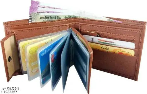 Leather men's wallet collection, free size (11cm x 9cm), solid design from India