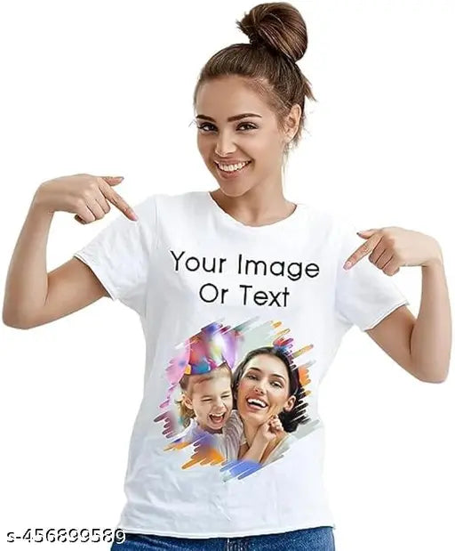 Personalized photo printed cotton-silk t-shirt for men and women, short sleeves, size [Size], Indian craftsmanship