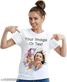 Personalized photo printed cotton-silk t-shirt for men and women, short sleeves, size [Size], Indian craftsmanship