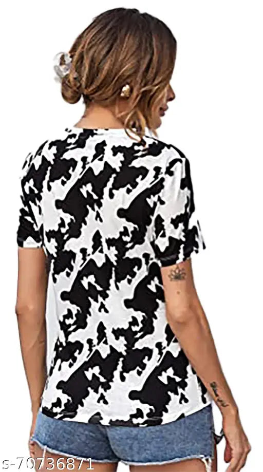 Trond tie-dye half sleeve women's cotton blend t-shirt, vibrant pattern, short sleeves