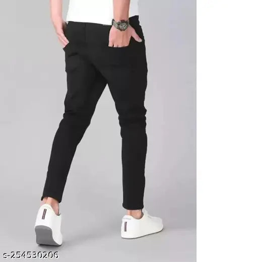 Cotton blend Zed black denim - slim, comfortable, solid pattern jeans for men. (Size 28: 29/40/30; Made in India)