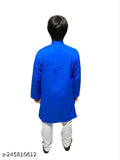 Traditional cotton kids kurta paijama set in solid pattern, fashionable above knee pyjamas for 8-19 years old, Indian origin