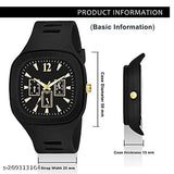 Black watch strap with rectangular analog dials, new model for men and boys watches