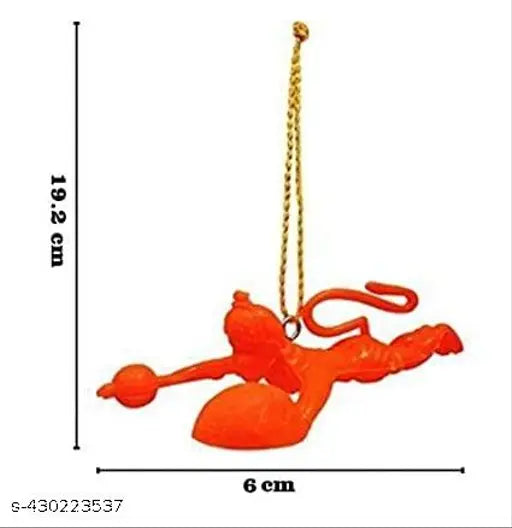 Plastic hanging figurines of 4pc Flying Lord Hanuman, Indian decor for car dashboard