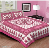 Ravishing cotton flat sheets, Jaipuri pattern, ideal for summer, adult use. Sanganeri double bedsheets from Raj Devi Jaipur, India." (97 characters)