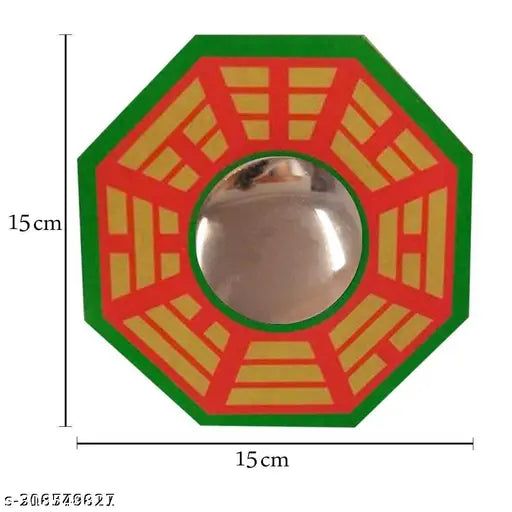 Multicolor wooden Feng Shui Convex BaguaPa KUA mirror, 65 inches, enhances positive chi energy for protection