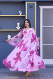 Pink floral kameez with long sleeves and embroidered waist