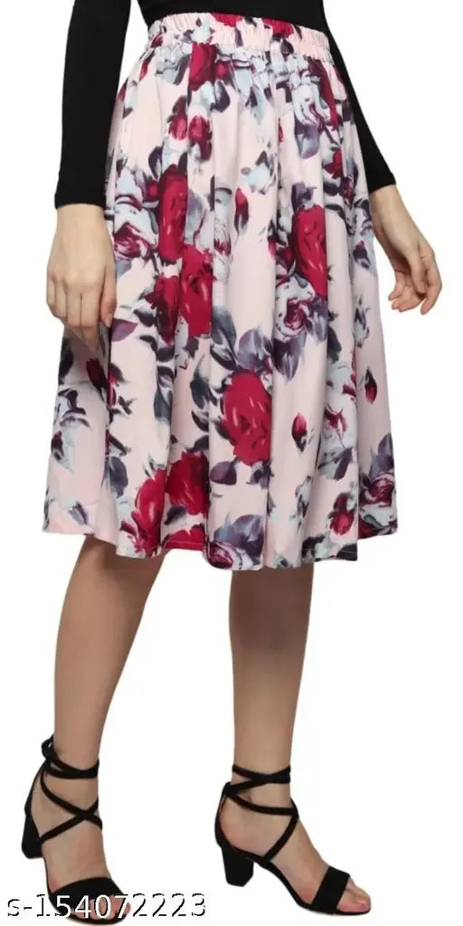 Floral pattern skirt with black strappy top