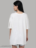 Large, white oversized t-shirt with scoop neck and short sleeves