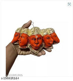 Vintage Poly Resin Panchmukhi Hanuman statue, 6-inch tall, for home temple/office decor. Detailed sculpture with spiritual significance, perfect gift symbolizing strength and protection. Made in India