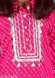 Nanci Girls cotton printed kurta and pyjama set, calf length with three-quarter sleeves, perfect for parties and weddings. Indian party wear for girls aged 1-14 years