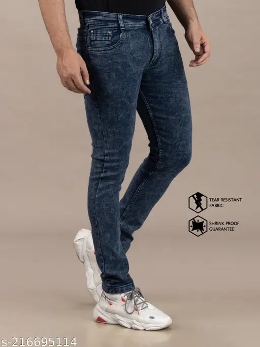Solid grey denim jeans for men by Lzard, high-quality affordable clothing from AG INTERNATIONA, size 30 (Waist 30, Length 42, Hip 30)