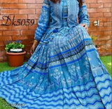 Aqua Blue Anarkali Long Kurta with Stylish Jacket, Plus Size/Big Size Rayon, Three-Quarter Sleeves