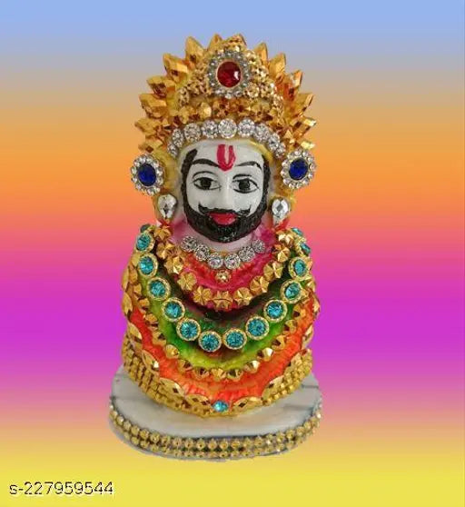 Krishna idol figurine, resin material, unbreakable Radium Khaatu Shyam Baba Vastu decorative showpiece for home or office (5cm x 6cm x 10cm)