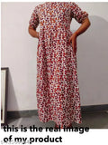 Autumn Breeze long, flowy maxi dress with leaf pattern and short kurti sleeves