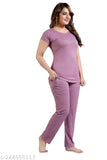 Women's cotton printed T-shirt & hosiery nightsuit, comfortable sleepwear with short sleeves, 100% cotton, India origin