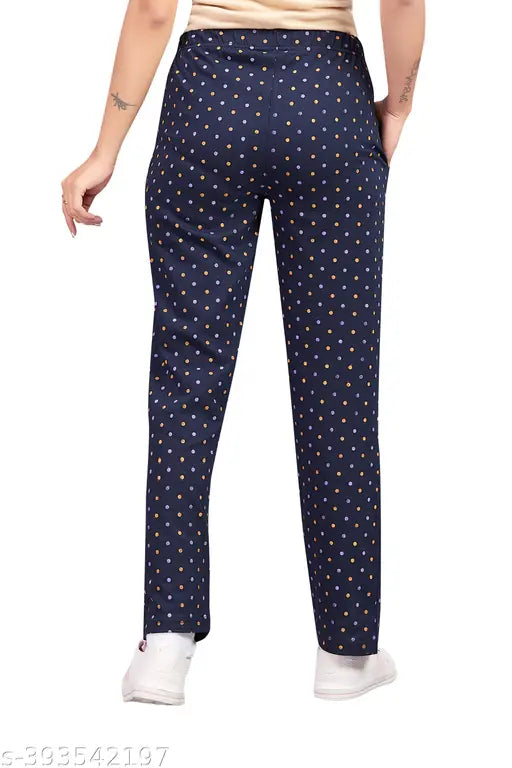 Ladies' solid navy blue pajama pants, AOP pack of 3