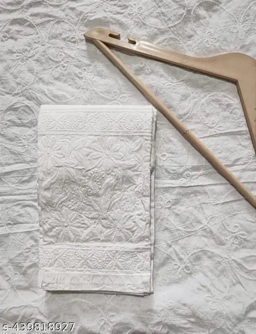 White Chikankari cotton Lucknowi pant for women, intricate embroidery detail on straight-leg design, India origin