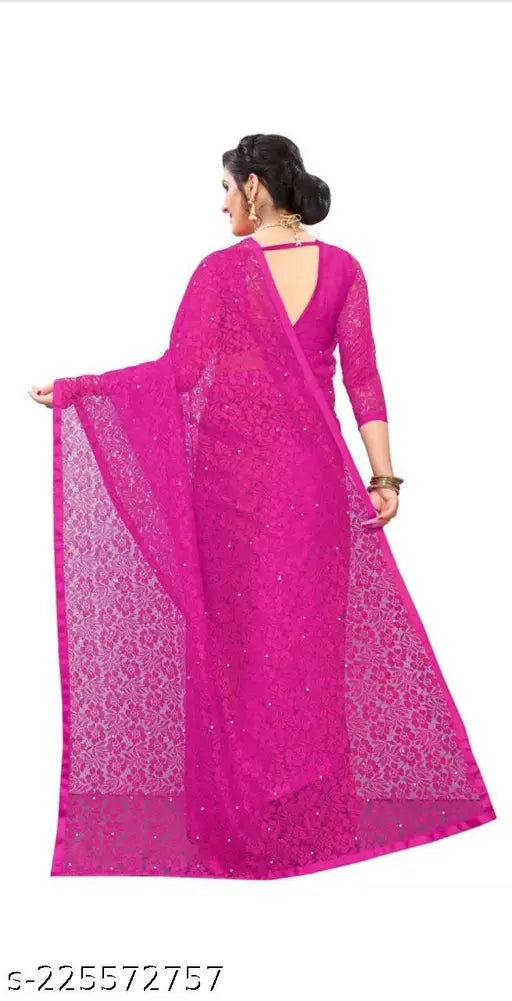 Embroidered net Indian saree with Moti work, single heavy net in free size, party wear for various occasions, 23 colors available