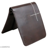 Brown PU artificial leather men's casual formal wallet, features 3 card slots, 2 photo containers, 2 cash compartments, and 1 coin pouch from SONRISA. Free size (L: 11cm, W: 9cm)