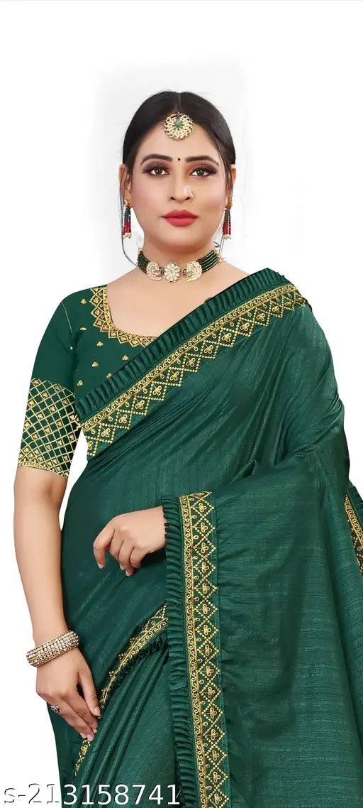 Vichitra silk lace embroidered Safari saree blouse, full embroidery, Indian handcraft