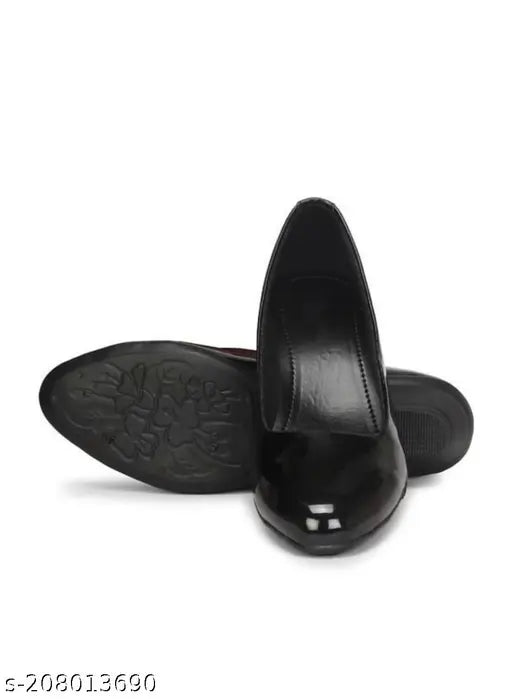 Black synthetic ballerinas: stylish, comfortable slip-ons for women (sizes IND-3 to IND-9), made in India
