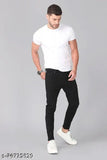 Black stretch denim jeans, men's slim fit
