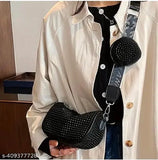 Fantastiqo Premium Women's Sling Bag with chain strap, adjustable shoulder strap and spiked side detail
