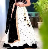 Fancy net lengha choli and duppata, satin topwear, net bottomwear and dupatta. Indian bridal wear set, free size with 32" waist lehenga and 40" length