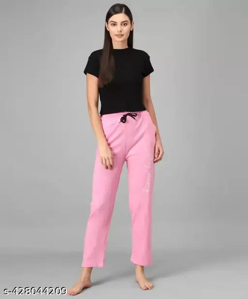 Pink cotton jogger pants with pockets