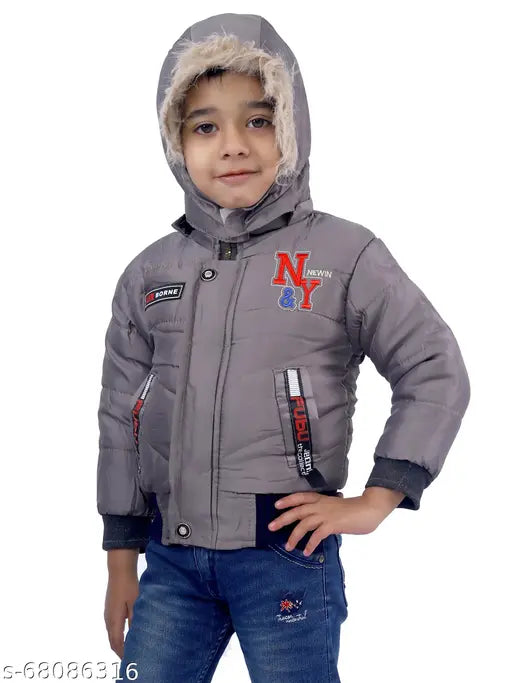 Grey boys jacket with hood