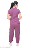 Short-sleeve solids, women's/girls nightwear set - Indian track pants & lower tee for winter or summer walks