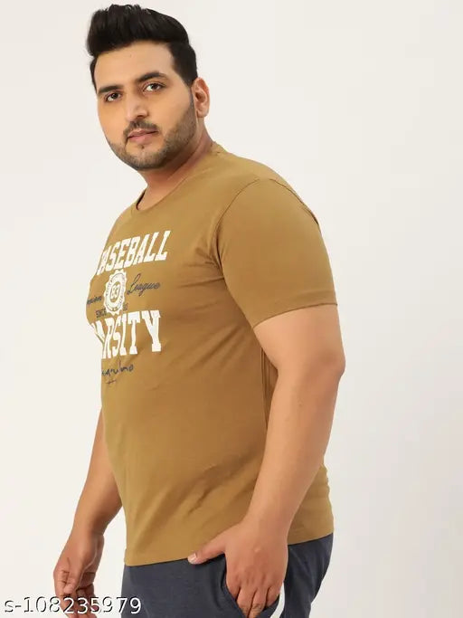 Men's plus size typography printed cotton t-shirt, XXL and 4XL options, featuring short sleeves and unique design. Cotton apparel made in India