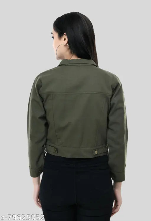 Green and white cotton blend jacket pack of 2 for women, solid pattern with long sleeves on hanger