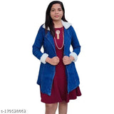 Blue denim jacket with long sleeves and dyed/washed pattern, ready for casual wear from India