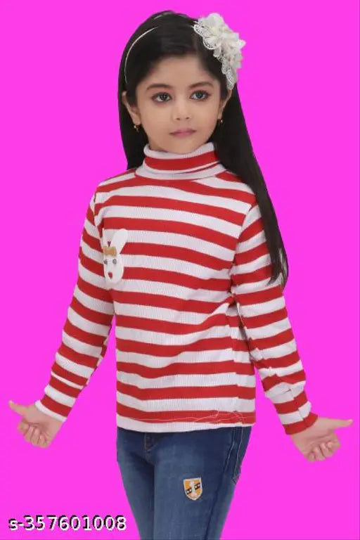 Wool high neck sweater for girls, self-design net pattern, long sleeves, party wear