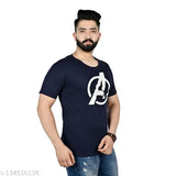 Navy chiffon Avengers printed round neck half sleeve men's t-shirt with short sleeves, featuring popular superhero motifs. Available in sizes S-XXL (36"-44" chest). Made in India