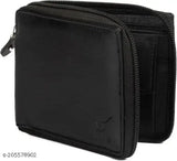 Faux leather bi-fold wallet, textured pattern, 2 compartments. Sleek accessory for men & women, perfect for everyday use