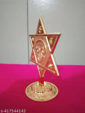 Golden Metal Murugan SARAVANA Vel - Intricately crafted representation of Lord Murugan's sacred spear, 3.5 inches tall, ideal for home altars or pooja rooms