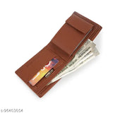 PU leather, 2-compartment classic world bifold wallet for cards and cash, solid pattern