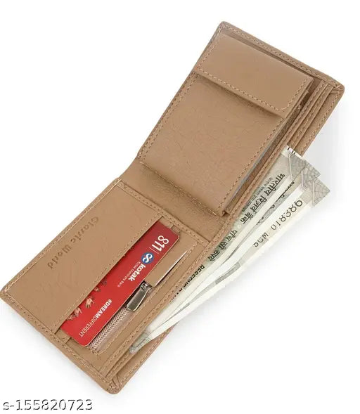 Solid PU Leather Slim Wallet, 2 Compartments for Cards & Coins, Indian-made Men's and Women's Bifold Wallet