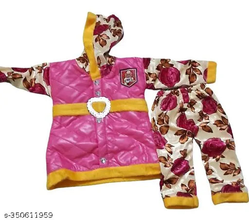 Wool Girls Western dress, long sleeves printed net, 0-1 years, India