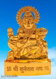 Gold plated Lord Kuber murti statue, intricately detailed metal idol of Hindu deity from India