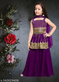 Modern trendy crepe girls frocks set - embellished Indian kurta with dupatta and bottomwear, pack of 3 in various sizes for ages 2-11 years