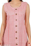 Orange and white striped cotton A-line sleeveless women's kurti